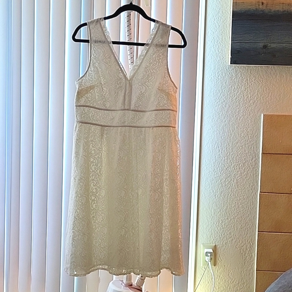 Nicole Miller Laced Vintage Dress in Cream White Size 14